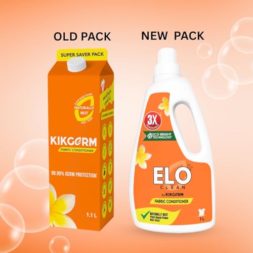 Image of ELO Clean by Kikgerm Plant Based Fabric Conditioner (2000ml) Natural, Eco-friendly, Non-toxic, Chemical-free, Biodegradable -Kids Safe, Skin Safe -Long Lasting Fragrance & Softness - 1000ml(Pack of 2)