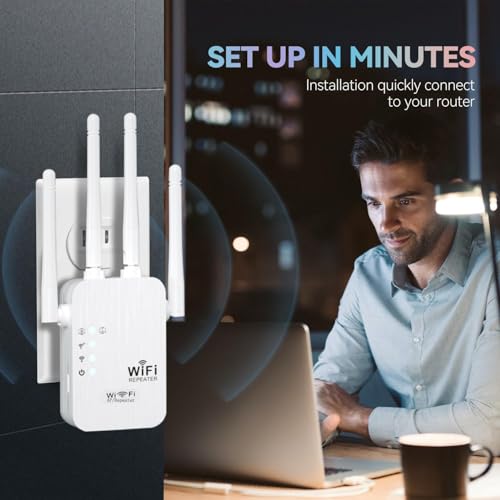 WiFi Repeater, 1200Mbps Amplificador Señal Repetidor Doble Banda 2.4G/5G con 4 Antenas, Wifi Amplifier Extensor con 3 Modos(Repetidor/Router/Ap), Puerto Ethernet, Compatible con Todos los Routers WiFi - Imagen 7