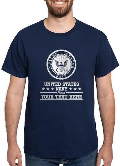 CafePress Custom Personalized U.S. Navy Proud Personalized Dark T Shirt Men's 100% Cotton, Classic Graphic White T-Shirt