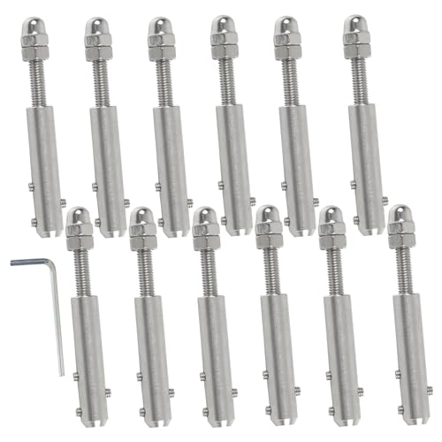STFALI Terminal de cable de alambre de 4 mm – 4 unidades – tensor de cuerda de alambre de acero inoxidable para fijación de tensión (12 x 4 mm)