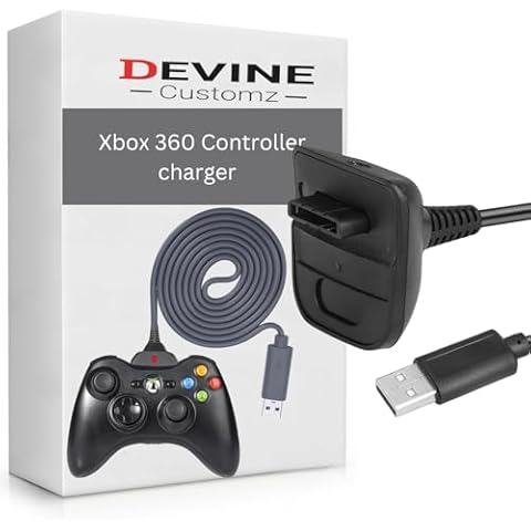 DevineCustomz® 1.8m Charging Cable for Xbox 360 Cover