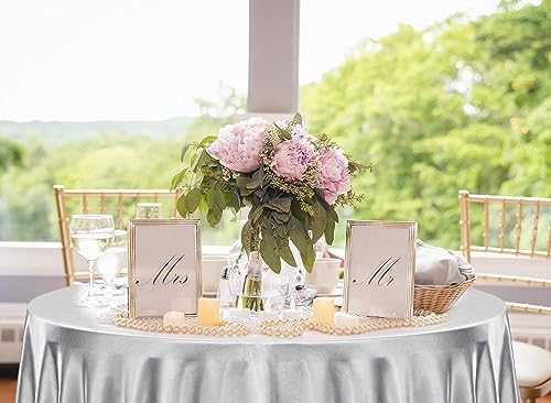 10 Pack Round Silver Tablecloth Stain Resistant Wrinkle Free Silkly Soft Table Cloth, Satin Dining Table Cloths for Dining Room, Indoor and Outdoor Use, 120 Inches by FXKS - Used condition - Image 6