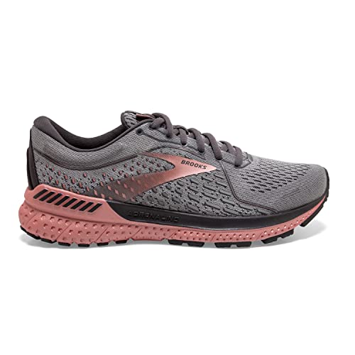 Brooks Brooks Women's Adrenaline GTS 21 Supportive Running Shoe - Grey/Black/Rose Gold - 10.5 Medium