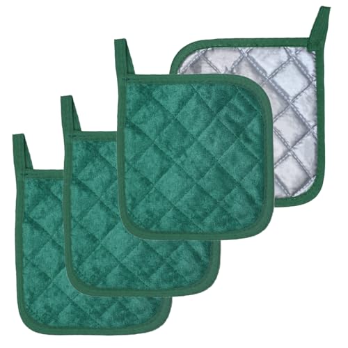 4 Pack Pot Holders for Kitchen Clearance Oven Potholders Sets for Kitchens Hot Pads for Kitchen Countertops Heat Resistant Dark Green