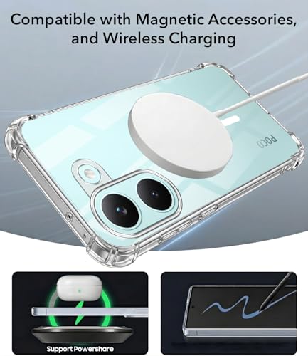 Image of Jkobi Shockproof Crystal-Clear Back Cover for Poco X8 Pro (Magsafe Wireless Support | Drop & Camera Protection | Hard Polycarbonate)