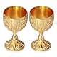 2Pcs Gold Kelch Tasse, Kelch Cup Vintage Metall geprägte Weinschale Vintage Kelch Becher handgemachte kurze Wein Kelch Kelch geprägte Wein Likör Cup Shot Glas für Home Bar(01)