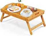 Bamboo Bed Tray Table for Eating TV Breakfast Tray for Bed Foldable Wood Food Dinner Serving Tray with Folding Legs for Bedroom, Hospital, Home by FURNINXS