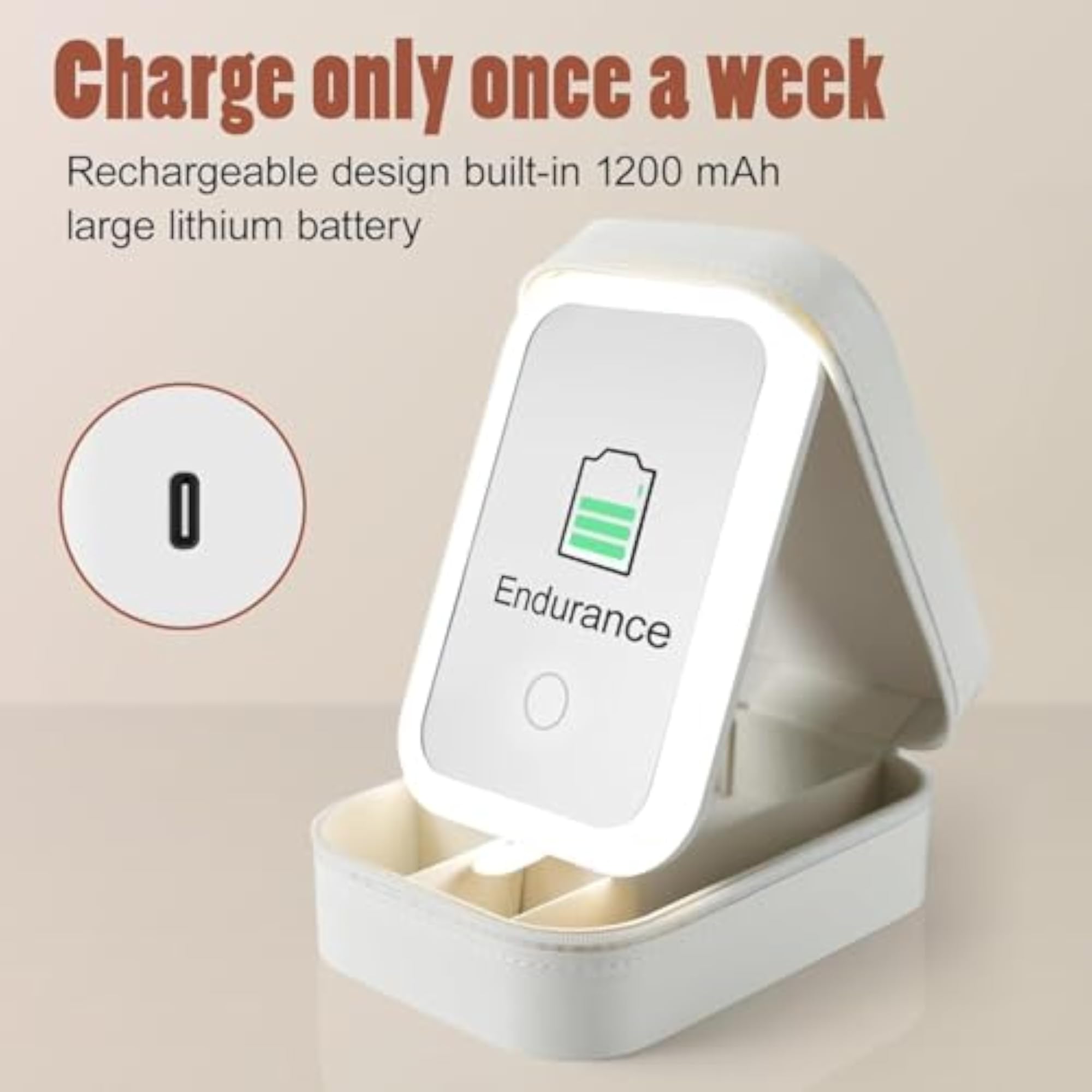2-in-1 Cosmetic Organizer with Rechargeable LED Mirror