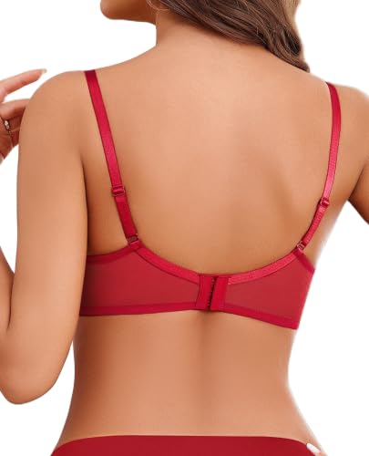 Image of Avidlove Women Lace Bra Underwire Sexy Bralettes Unlined Mesh Full Coverage Lingerie Everyday Bras