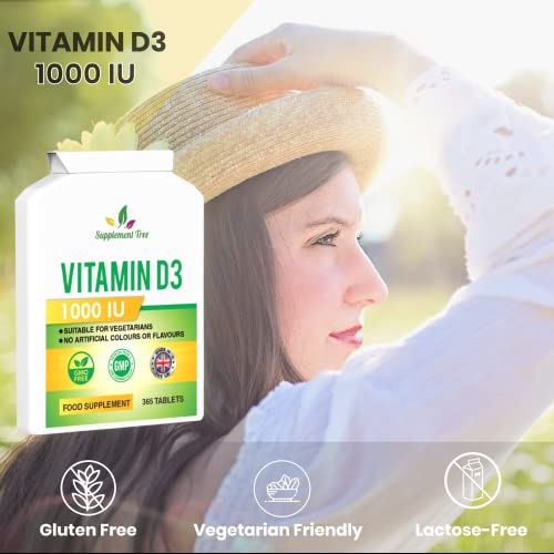 Vitamin D 1000IU 365 Vegetarian Tablets | Optimum Strength Cholecalciferol Vitamin D3 Supplement | UK Manufactured - Image 4
