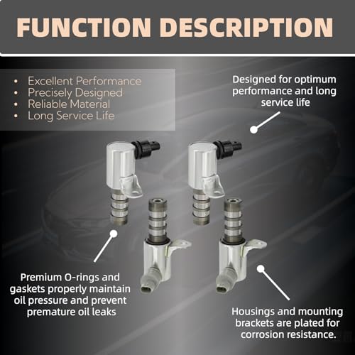 Engine Variable Valve Timing Solenoid VVT 4-pc Compatible with EXPLORER TAURUS MUSTANG EXPEDITION EDGE NAVIGATOR FLEX MKS MKT POLICE INTERCEPTOR SEDAN TRANSIT-150 250 350 HD AT4Z-6M280-A AT4Z-6M280-B