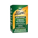 Nature's Way Alive! Calcium Max Absorption, Bone Support*, Plant Source Calcium, Vitamin D3 & K2, Magnesium, 120 Tablets (Packaging May Vary)