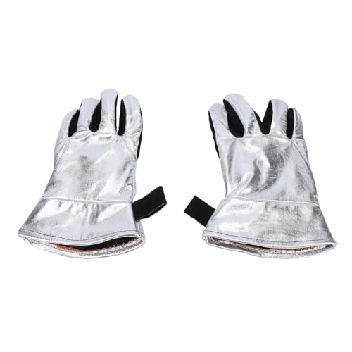 Garsent Gants de Soudage, Gants de Soudeur en Cuir Ignifuges, Gants de Grillades Ignifuges Résistants à la Chaleur de 400 °C pour le Gril, le Soudage, la Cuisson au Barbecue, la