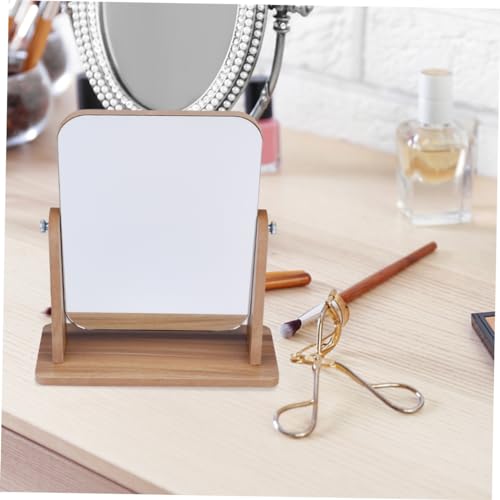 Espejo de maquillaje portátil de escritorio de madera gris miniatura 6