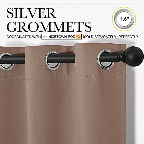 Image of NICETOWN Small Window Kitchen Blackout Curtains, Thermal Insulated Solid Grommet Blackout Curtains /Drapes for Bedroom (Set of 2, 42 by 50 Inch, Cappuccino)