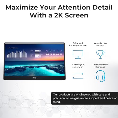 Image of Dell P1424H 14-Inch Portable Monitor for FHD LED with Dual-Screen Productivity, in-Plane Switching, USB-C Connectivity, Low Blue Light, and Display Manager Software