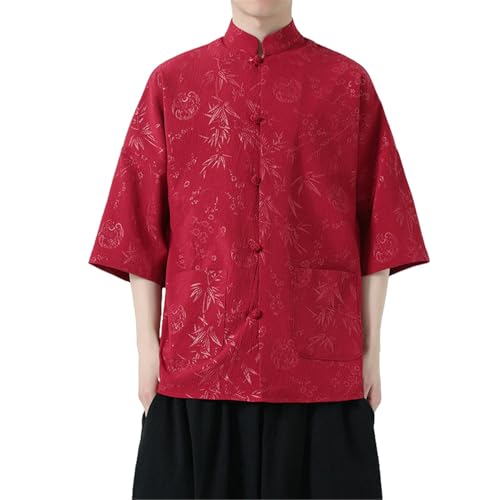 Chemise en lin homme manches courtes col officier coupe ample lin mélangé respirant