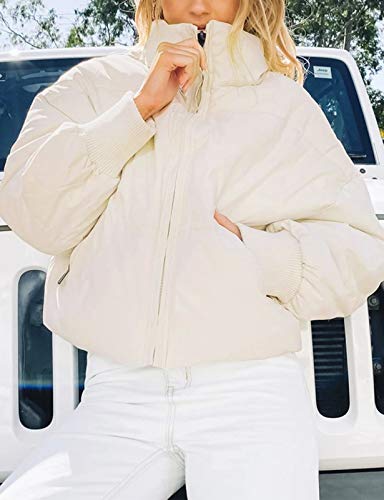 Merokeety Women's Winter Long Sleeve Zip Puffer Jacket Baggy Short Down Coats #TOP1