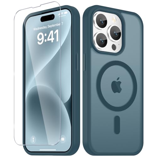 Image of YENAPOON for iPhone 14 Pro Case, Matte Magnetic Phone Cover [with 1 Screen Protector] [Support for MagSafe] [Shockproof Military Grade Protection] Translucent Frosted Back, Lavender Gray