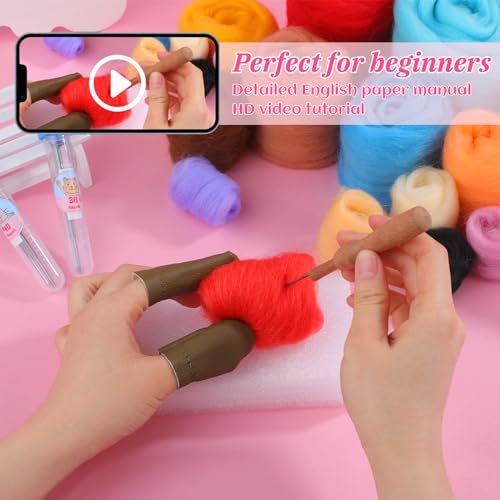 Image of UOOU Needle Felting Kit,Mushroom Needle Felting Beginners Kit,Needle Felting Supplies,Wool Roving,Instruction Manual,Wool Felting Kit for DIY Craft Decoration