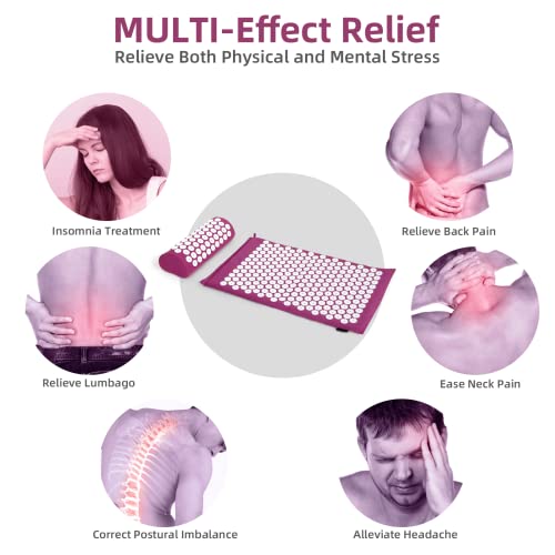Akupressur Set,Akupressurmatte mit Kissen gegen Nacken und Rückenschmerzen,Magnetfeldtherapie und Akupressur zur mit einer Tragetasche,Akupressur Massagematte ideal für Frauen und Männer geeignet