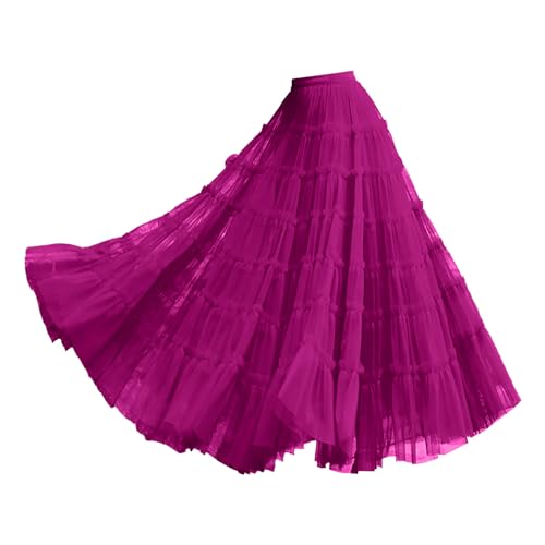 Jupe longue en tulle à volants confectionnée en maille multicouche raffinée