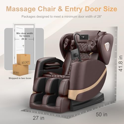 2025 Massage Chair Full Body, Zero Gravity Massage Chair with 10 Fix Rollers, Heating, Foot Massage, Auto Modes, Bluetooth Speaker, Touch Screen Controller (Brown Premium) - Image 3