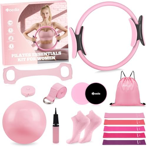 Hoedia 17 PCS Pilates Kit for Women, Pilates Equipment Ring and B...