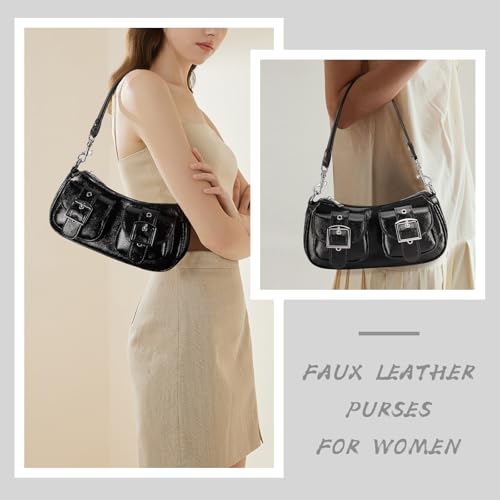 Y2K Purse for Women,Burgundy Purse Cute Red Tote Crossbody Handbag Double Pocket Faux Leather Hobo Bag for Work2