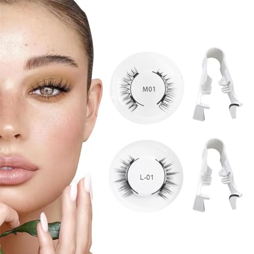 Pestañas magnéticas reutilizables de aspecto natural con aplicador, 2 pares, aspecto natural, fácil de llevar y quitar, no requiere pegamento pestañas magnéticas