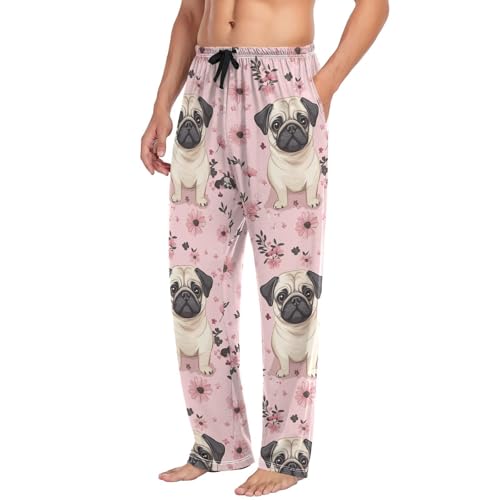 Pink Corgi Dog Pajama Pants Cute Paw Print Men's Pajama Bottoms Lounge Sleepwear PJs Casual Lightweight Sleep Pants XXL4