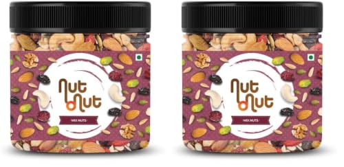 Image of Nut O Nut Healthy Mix Dry Fruits (Almond,Cashew(W240),Walnut,Green And Black Raisin,Cranberry,Sunflower Seeds,Pumpkin Seeds) Nuts And (Jar Pack) 350G Power Of 9 Dry Fruits Protein Rich Snack