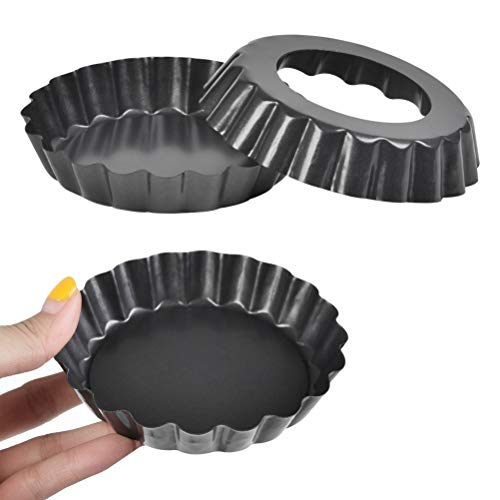 4 Inch Mini Tart Pan Set, 6 Packs Tart Pan With Removable Bottom, Nonstick Carbon Steel Quiche Pan, Pie Tart Pans with Fluted Sides - Thumbnail 2