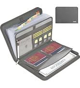 JUNDUN Accordion File Organizer - Fireproof Folder with Zipper & Labels - 12 Pocket Expanding Fil...