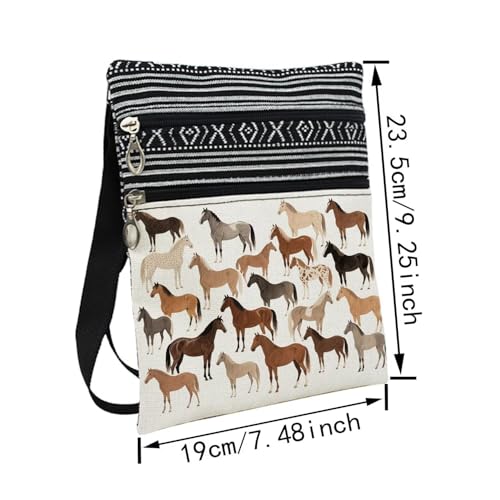 Horse Messenger Bag Small Ethnic Pattern Adjustable Strap Crossbody Zipper Pouch Horse Phone Organizer Wallet Cute Shoulder Handbag for Women Friends2