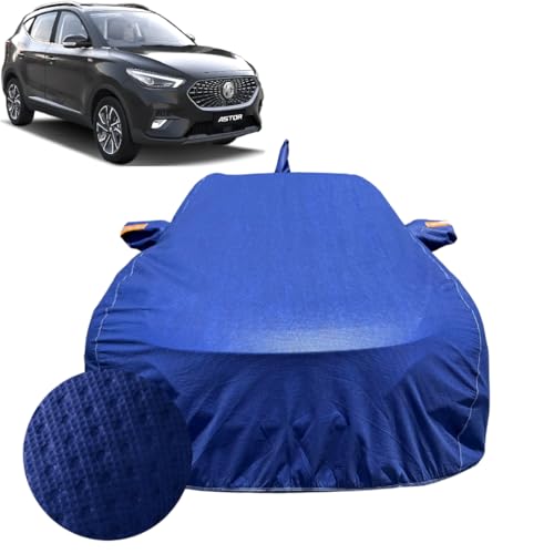 Image of Car Cover for MG Astor (2021-2026) | 100% Waterproof Cover with Antenna & Reflective Mirror Pockets | Dustproof, Scratchproof, Heatproof Astor Car Cover |Soft Cotton Lining| Blue