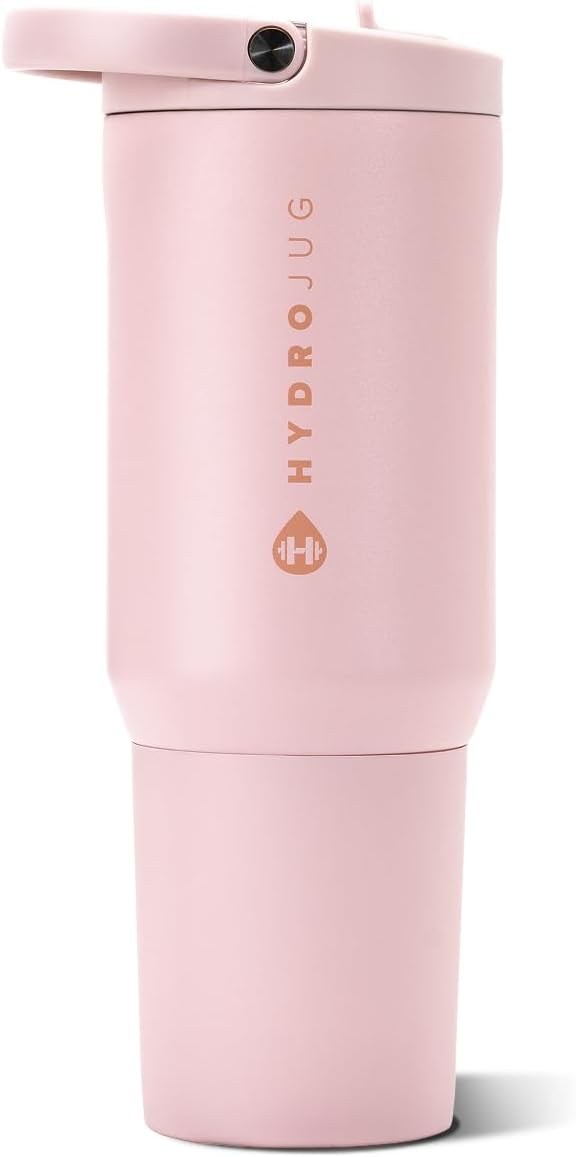 HydroJug Sport Botella de agua aislada de acero inoxidable de 20 oz, arena rosa