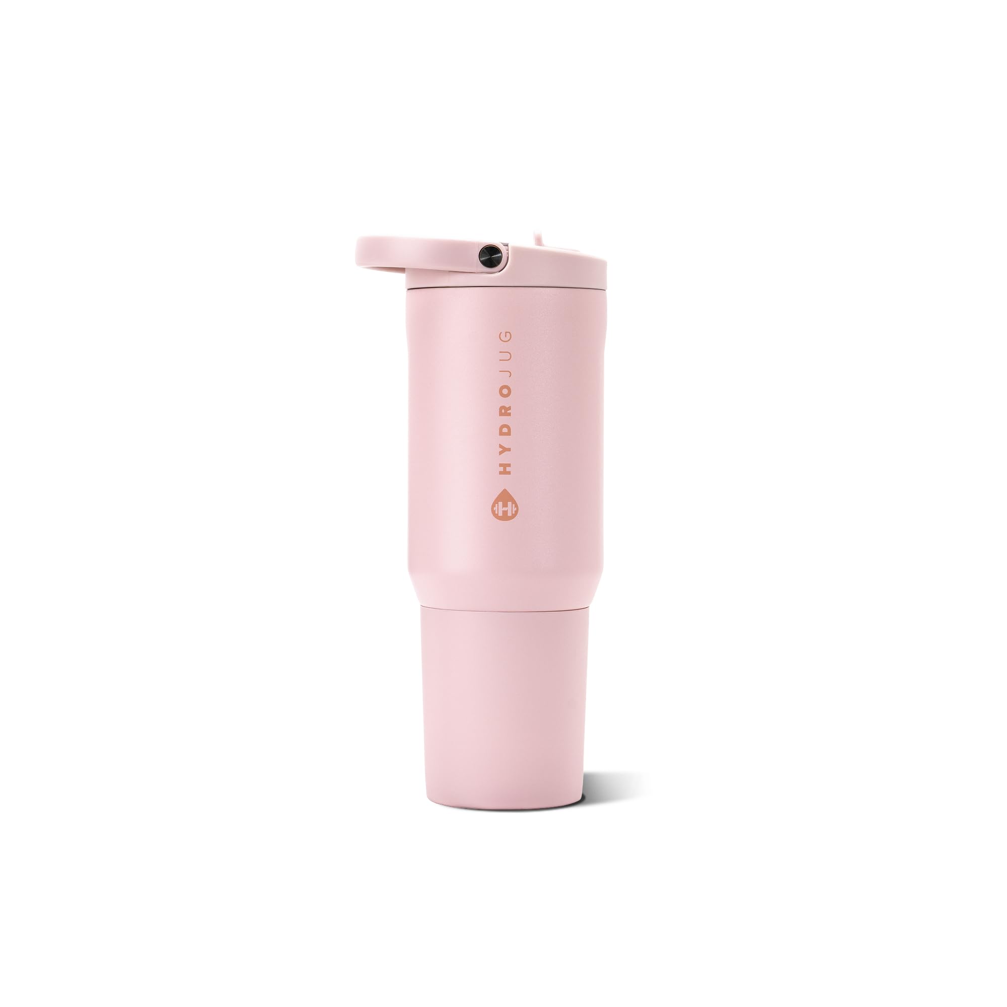 HydroJug Sport 20 oz Insulated Stainless Steel Water Bottle, Pink Sand | Triple wall insulated, circular flip straw, leak-resistant, swivel handle, removable rubber boot, BPA-free, dishwasher safe