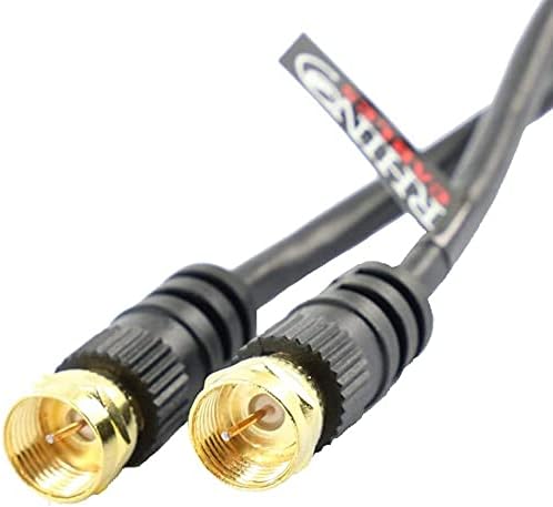 rhinocables RG6 Satellite Aerial Cable - F Plug Coax Lead for TVs Set-Top Boxes, Modems & Freeview, Black, 20m