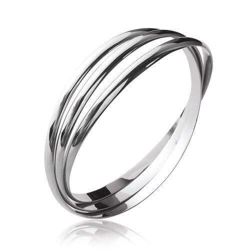 Bracciali Tripla Mezza JONCS 6,6 MM Argento Massiccio 925/1000 Rodiato, Taglia unica, Argento sterling