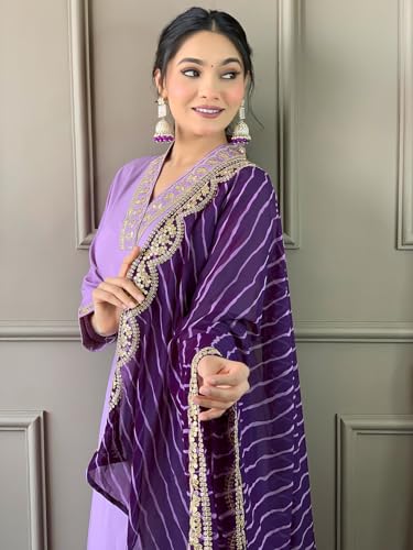 Image of Naixa Women's Rayon Embroidered Straight Kurta with Pant and Dupatta Sets (NX-450)