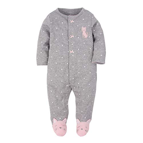 Preisvergleich Produktbild CARETOO Unisex Baby Schlafstrampler Bärchen, Baumwolle Pyjamas Cartoon Strampler, Dunkelgrau, Gr.-6-9 Monate / Etikettengröße- 9M