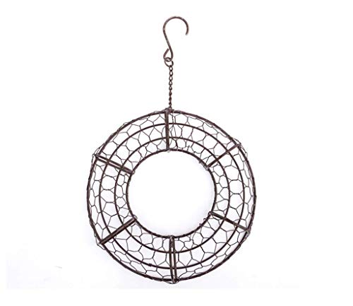 Round Wire Wreath Frame Hanger, Succulent Metal Hanging Plant Holder - Metal Wire Wreath Frame Form Hanger with Hook for Home Garden Decor(NO Plants)