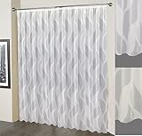 Sun World Gardinen nach Maß „Welle„, Gardine, Vorhang nach Maß, Vorhänge, auf Maß, Maßanfertigung (Weiß, 170cm Höhe x 300cm Breite)