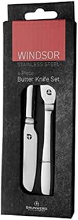 Grunwerg Windsor Carded 6-Piece Butter Knife Set 6BXBKWDR, 18/0 Stainless Steel