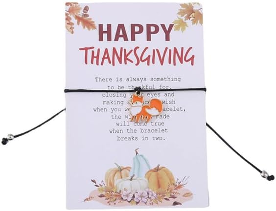 XAM Thanksgiving Wish Bracelet With Cards - Fall Leaf, Turkey, and Pinecone Jewelry for Women, Perfect for Holiday Gifts