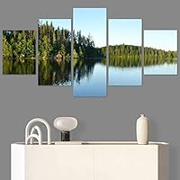 SIGNWIN 5 Panel Canvas Wall Art Modern Art Expressive Farmhouse/Country Landscape Mountain Top Multicolor Photography for Home Decorations Ready to Hang - 60