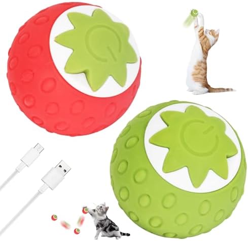 Wreyng 2Pcs Self-Moving Electric Cat Toy Ball with LED - Automati...