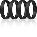 ThunderFit Silicone Rings for Him and Her, Rubber Engagement Bands Unisex - 4mm Width, 1.8mm Thick, 1/4/7 Variety Multipack (Pack F - Size 10.5-11 (20.60mm))