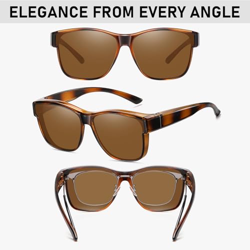 Image of GEGURI Polarized Sunglasses Fit Over Glasses for Men Women, Oversized Square Sun Glasses UV400 Protection Shades